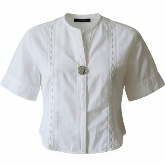 Zara Cotton V Neck Patty Blouse for Woman  size L - Picture 9 of 9